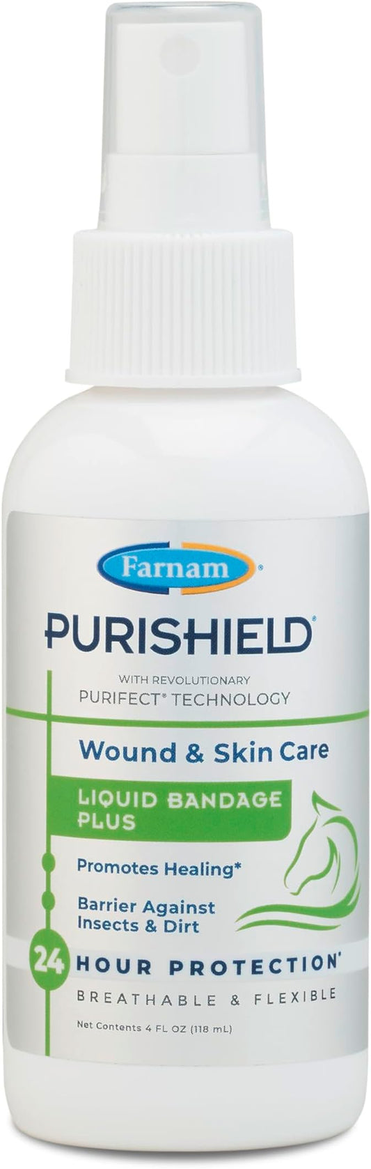 Farnam Purishield Wound and Skin Care Liquid Bandage Plus, Promotes Healing* and Provides 24-Hour Barrier* for Horses, Dogs, Cats & Livestock