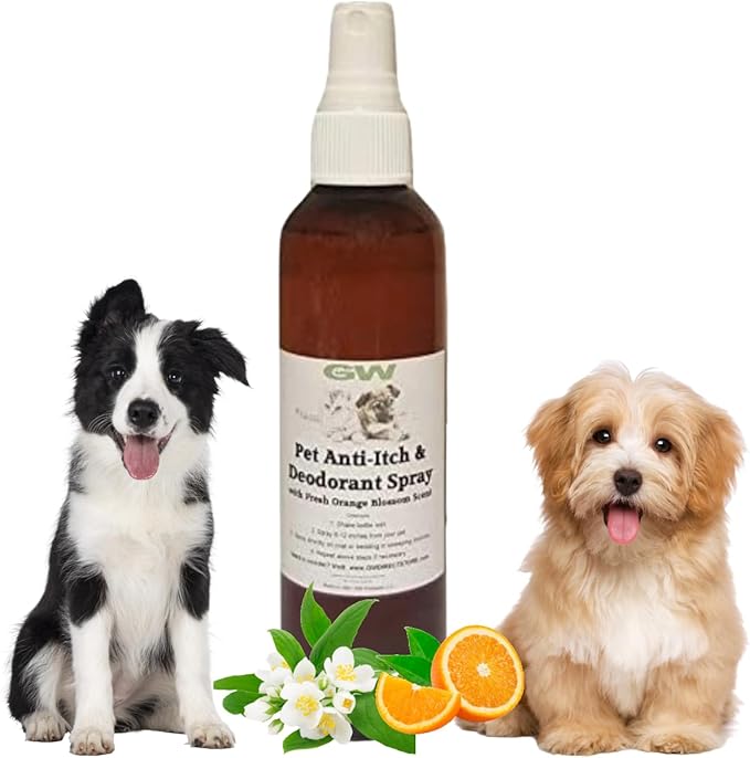 GW Natural Dog Deodorant Cologne & Anti-Itch Spray for Dogs and Cats with Jasmine Orange Blossom Scent