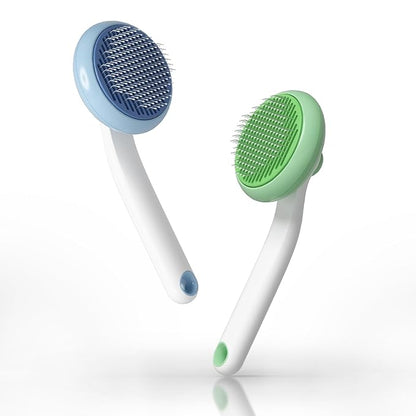 Self-Cleaning Slicker Brush for Pet Grooming - Easily Removes Tangles, Loose Undercoat, and Mats from Cats and Dogs (Blue+Green)