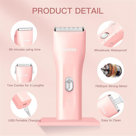 Dog Cat Home Hair Clipper Portable Electric Pet Grooming Kits,Pink,TS006