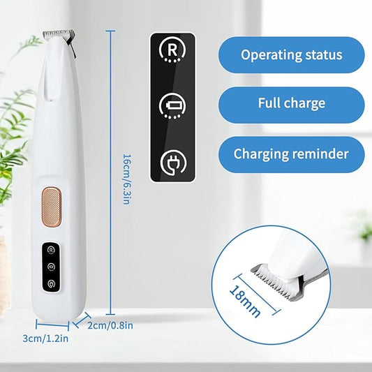 Upgraded Dog Paw Trimmer with LED Light, Low Noise Cat Clipper for Grooming, 18mm Widen Blade Digital Display Pet Paw Trimmer for Paws, Ears, Face, Waterproof Rechargeable Paws Clipper for Dog Cat