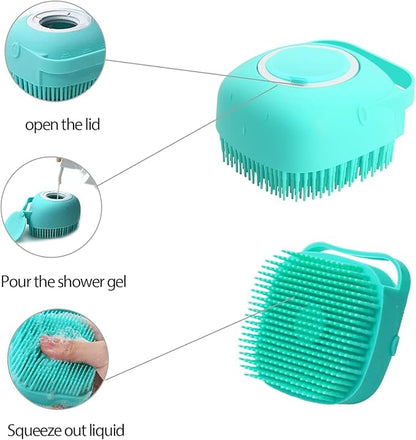 Shampoo Cat Dog Sink Brush Washing Soap and Shampoo for Long Short Haired Dogs Cats Shower Pet Grooming Bath Soft Silicone Bristle Massage Brush OZE-50 (Blue, Standart)