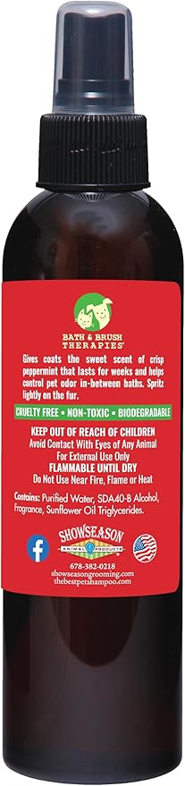 Bath & Brush Therapies® Candy Cane Dog Cologne 4.5 oz | Dog Perfume Long Lasting | Deodorizing Spray