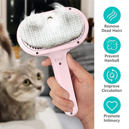 Spray Pet Brush for Shedding, Dog Cat Steam Comb for Pets Grooming with Spray Container EDR Anti-Static Suits for Long&Short Hair Pets