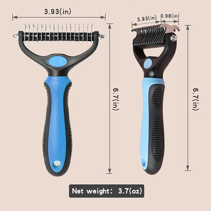 Dematting comb for Dogs, Cat deshedding Brush,Pet undercoat brushes, Dog Grooming Rakes for long haired Dogs-Double Sided Shedding,Dog brush for matted hair (Blue)