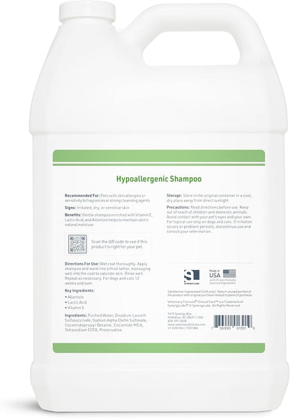 Veterinary Formula Clinical Care Hypoallergenic Shampoo for Dogs and Cats, 128 oz – No Harsh Ingredients – Fragrance-Free Pet Shampoo for Allergies and Sensitive Skin, Promotes Healthy Skin and Coat