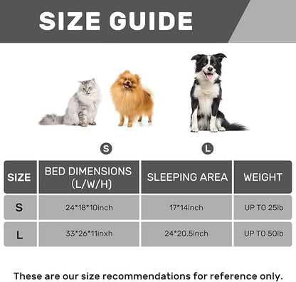 Hollypet Fluffy Plush Pet Cat Couch Soft Calming Pet Sofa Bed for Medium Small Cats and Dogs, Silver Gray