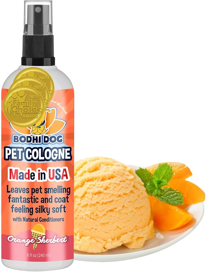 Bodhi Dog Natural Dog Cologne (Orange Sherbert) - Premium Scented Deodorizing Pet Perfume with Conditioner for Dogs & Cats - Keeps Pets Fresh & Clean - Gentle and Safe Formula, Made in USA (8 Fl Oz)