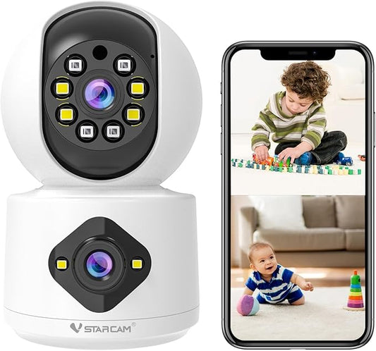 VSTARCAM 1080P Camera Dual-LensI, Pet Baby Monitor,360° Security Camera Indoor with Siren & Spotlight, Motion Detection, 2-Way Talk, Color Night Vision 005