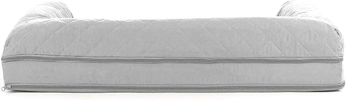 Furhaven Orthopedic Dog Bed for Large/Medium Dogs w/ Removable Bolsters & Washable Cover, For Dogs Up to 55 lbs - (Quilted) Silver Gray, Large