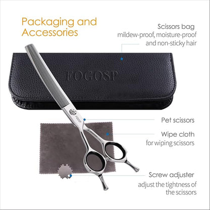 Left Handed Curved Thinning Shears 7 in Professional Left Pet Grooming Scissors for Groomer