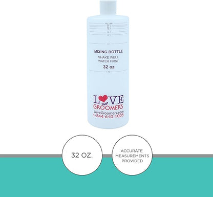 GROOMER ESSENTALS 32oz Dilution Bottles - Set of 4 - Professional Dog Grooming Mixing Bottles for Shampoo, Conditioner, and Solutions