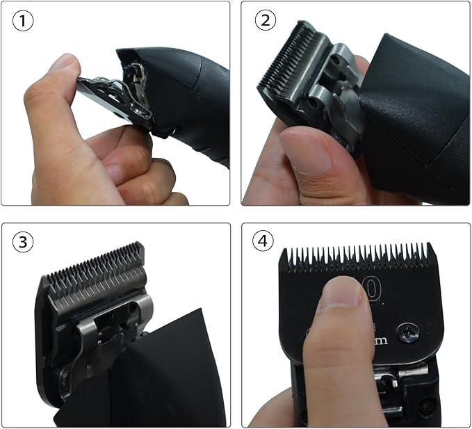 Detachable Pet Dog Grooming Clipper Blades, Size 10#,7FC,5FC,4FC,3-3/4FC, Made of Carbon-Infused Steel Blade and Stainless Steel Blade, Compatible with Most Andis,Oster A5/A6,Wahl KM Series, 5 Count.