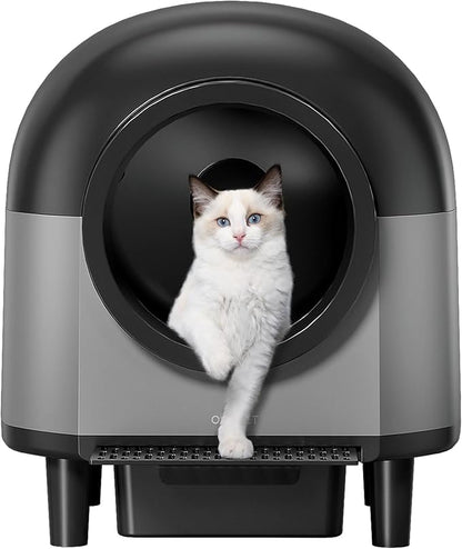Automatic Cat Litter Box Self Cleaning with 10 Safety Radars,100L Smart Litter Box Used for 14 Days,Electric Litter Boxes with Stairs for Multiple Cats,APP-Control,Advanced Odor Control (Black)