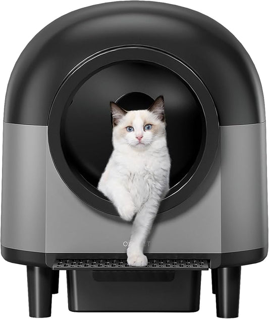 Automatic Cat Litter Box Self Cleaning with 10 Safety Radars,100L Smart Litter Box Used for 14 Days,Electric Litter Boxes with Stairs for Multiple Cats,APP-Control,Advanced Odor Control (Black)