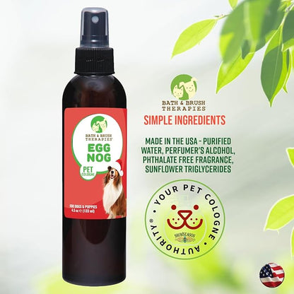 Bath & Brush Therapies® Pet Cologne Egg Nog For Dogs 4.5 oz | Long-Lasting Odor Eliminator | Paraben-Free | Biodegradable & Non-Toxic | Made in USA