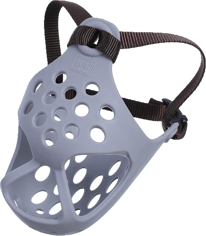 Short Snout Dog Muzzles,Soft Silicone Adjustable Breathable Bulldog Muzzle for Biting Chewing Barking Training,Ideal for Flat-Faced Dogs (Medium/13-15"(Pack of 1), Grey)