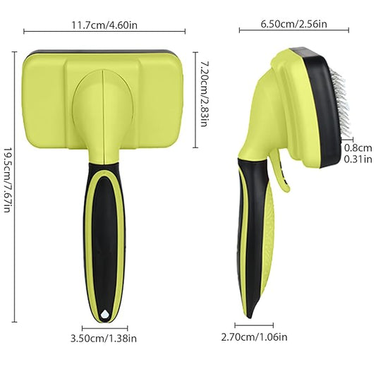 Skin-Friendly Slicker Brush for Pet Grooming - Easy-to-Clean Depilatory Brush for Dogs and Cats, Puppy Hair Removal, Green