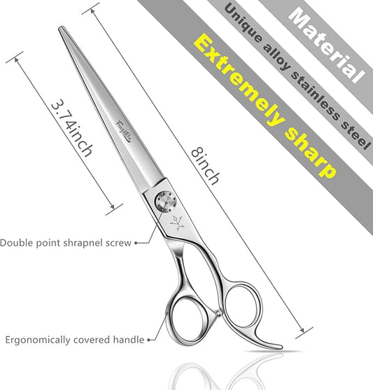 High-end Professional Dog Grooming Scissors Pet Grooming Shears 7.5 Inches Extremely Very Sharp Made Of Advanced Stainless Steel Alloy By Hand For Dog Cat And Horse Breeder