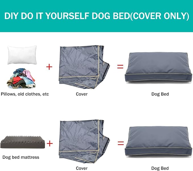 Dog Bed Cover 36Lx27Wx4H Inch.Waterproof Heavy Duty Durable Oxford Dog Bed Replacement Covers with Zipper.Washable Removable Pet Bed Mattress Protector Cover.Grey,Cover Only.