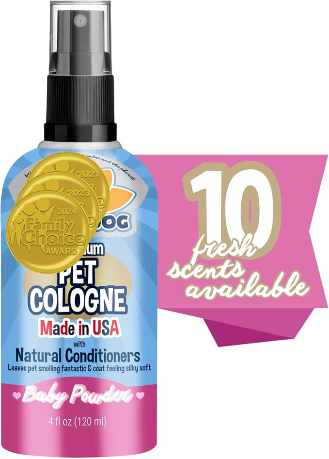 Bodhi Dog Natural Dog Cologne (Baby Powder) - Premium Scented Deodorizing Pet Perfume with Conditioner for Dogs & Cats - Keeps Pets Fresh & Clean - Gentle and Safe Formula, Made in USA (4 Fl Oz)