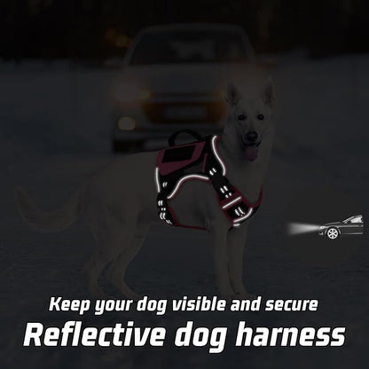 WINGOIN Tactical Dog Harness for Small Dogs, No Pull Harness with Handle Pockets Poop Bag, Reflective Dog Vest, Military Heavy Duty Big Dog Harness for Walking Hiking Training (Black Pink, S)