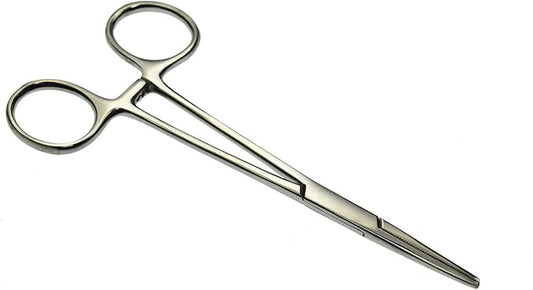 Professional Stainless Steel Pets Dogs Cats Hemostat Forceps Scissors Ear Hair Clamp Pulling Shears Plier Pet Dog Trimmer Accessories Straight Curved Silver 5.5 Inch (Straight)