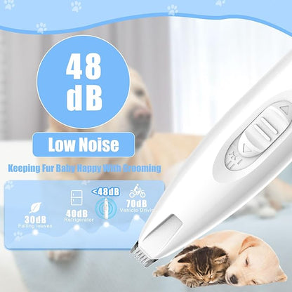 KIKETECH LED Dog Paw Trimmer - Cordless, Low Noise Dog Clippers for Grooming, Rechargeable Small Area Shaver for Cats, Ivory White