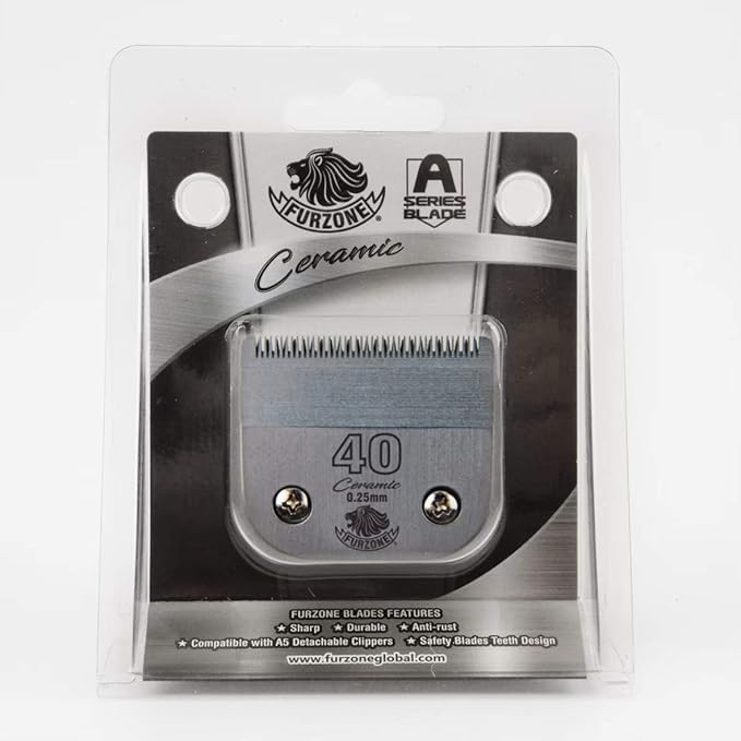 Detachable Ceramic Blade - Size 40 Blade 1/100", Made of High-Tech Ceramic Materials, Compatible with Most Andis, Oster, Wahl A5 Clippers