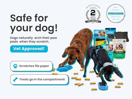 De' Vora Scratch Square - Dog Nail Scratch Board Treat Box | 5 in 1 Dog Scratch Pad for Nails | Dog Nail Scratch Board with Treat Box | Scratch Pad for Dogs Nail File | Dog Scratch Board for Nails M/L