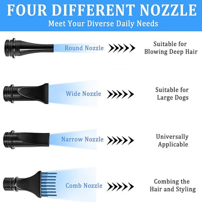 Dog Dryer for Large Dogs 5.2HP 3800W High Velocity Pet Hair Dryers with Heater for Grooming, Spind Temperature Adjustable Pet Dryer Machine with 4 Nozzles (Black)