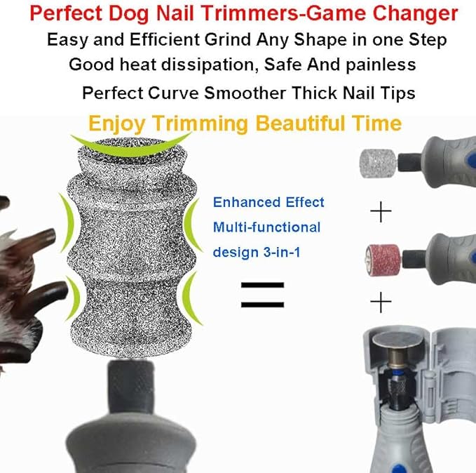 For Dremel Pet Dog Nail Grinder Attachment, Diamond Fit Dremel Bit For Dog Nail, Rotary Fit Dremel Dog Nail Diamond Bit, 1/8'' Fit Dremel Pet Dog Nail Grinder Refills Replacement Head 2-Pack（ Large ）