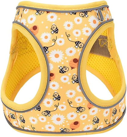 Step in Dog Harness and Leash Set, Flower Adjustable Easy Walk Puppy Harnesses, Soft Mesh Pet Vest Harness Small Size Adjustable No Pull Dog Harness for Small Dogs and Cats(Bee, XS)