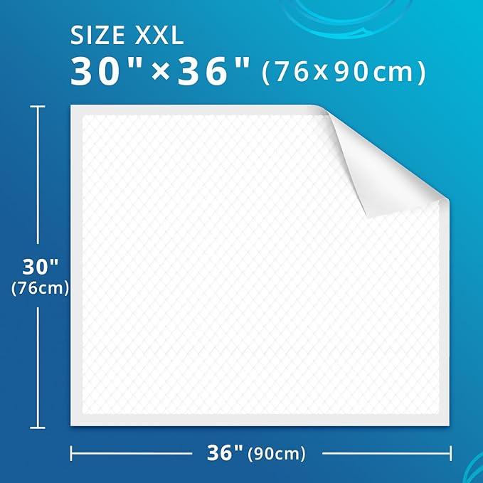 WhyWorry Extra Large Disposable Bed Pads 30" x 36", Super Absorbent Leakproof Incontinence Underpads for Surface Protection, Quilted Chucks Pee Pads for Adults and Babies, 160 Count (4 Packs of 40)