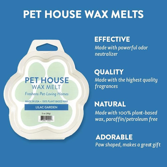 One Fur All 100% Natural Soy Wax Melts in 20+ Fragrances, Pack of 2 by Pet House - Long Lasting Pet Odor Eliminating Wax Melts, Non-Toxic Pet Wax Melts, Made in USA (Lilac Garden)