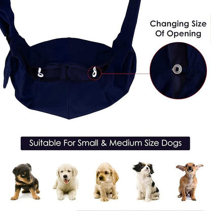 Lukovee Pet Sling, Hand Free Dog Sling Carrier Adjustable Padded Strap Tote Bag, Shoulder Bag with Safety Belt & Front Pocket for Small Dog Cat Puppy (DBL,L)
