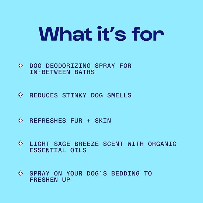 Dirty Dog Beauty Club - Humpday Spray for Dogs & Puppies - Odor Eliminating Mist with Organic Essential Oils - Balances Skin & Fur Freshness - 100 ml (3.4 oz), Sage Breeze Scent