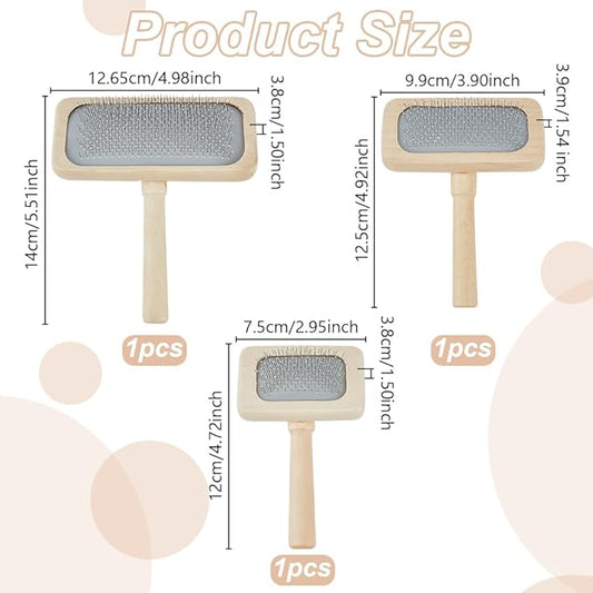 OLYCRAFT 3Pcs 3 Style Macrame Fringe Comb Set Macrame Fringe Combs with Wood Handle Stainless Steel Macrame Combs Pet Grooming Combs Macrame Tassel Brush for DIY Macrame Removing Tangles and Knots