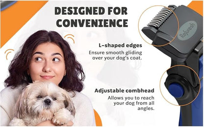 Deshedding Brush for Dogs & Cats - Small & Blue, Long Hair Grooming Tool, Dog Deshedding Brush, Cat Deshedding Brush, Lightweight Deshedding Tool for Shedding Control