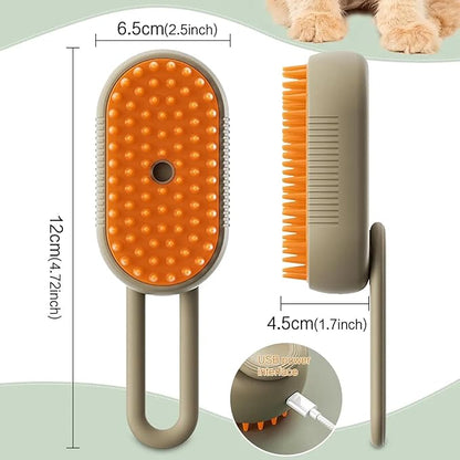 Pet Grooming Steam Brush for Dogs and Cats, Rechargeable, Soft and Comfortable, Suitable for Long/Short Hair (Rose Gold)