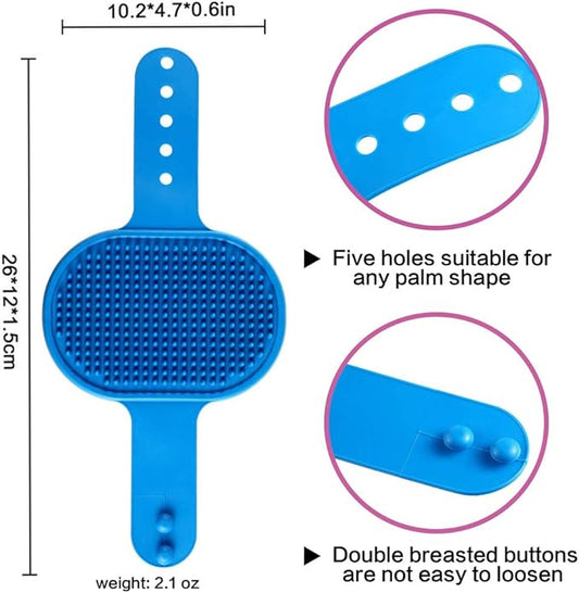 Dog Bath Brush, Aoche Pet Bath Comb Brush Soothing Massage Rubber Comb 2pcs with Adjustable Ring Handle for Long Short Haired Dogs and Cats (blue+rose)