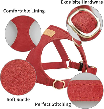 Puppytie No Pull xs Dog Harness with Multifunction Dog Leash,Soft Adjustable No Choke Escape Proof Pet Harness Vest,red Hawthorn,XS