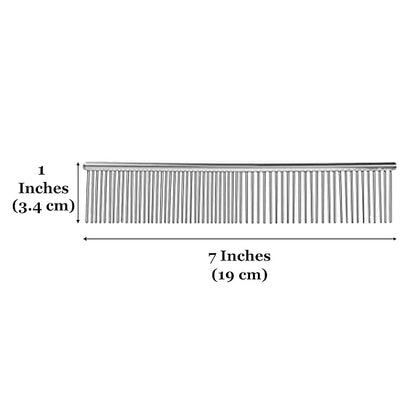 CoCoo Pet Grooming Comb, Stainless Steel Teeth, Detangling and Loose Fur Brush, Encourages Hair and Skin Follicles, Perfect for Small & Medium Cats and Dogs (Small (7.5" x 1.3"))
