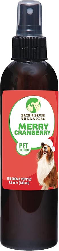 Bath & Brush Therapies® Merry Cranberry Pet Cologne 4.5 oz For Dogs | Long-Lasting Odor Eliminator | Paraben-Free | Biodegradable | Made in USA