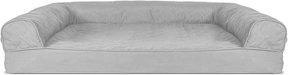 Furhaven Orthopedic Dog Bed for Large/Medium Dogs w/ Removable Bolsters & Washable Cover, For Dogs Up to 55 lbs - (Quilted) Silver Gray, Large