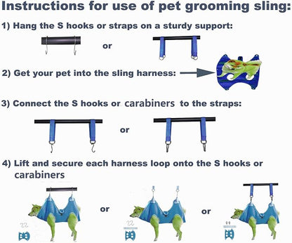 Dog Grooming Hammock with Flea Comb and Dog Nail Clipper, Pet Dog Grooming Hammock Harness with Cat Nail Clipper, Nail File and Dog Brush, Dog Sling for Nail Clipping/Nail Trimming (L, Blue)