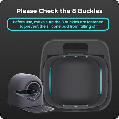 HHOLOVE TYPro Self Cleaning Cat Litter Box Automatic Hands-Free Smart Robot self Cleaning Cat Litter Box for Multiple Cats with APP Control Safe with Litter Mat Waste Bags and Deodorizer Dark Grey