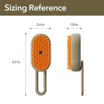 Improved 3-in-1 Steam Grooming Brush for Dogs & Cats: Hair Remover, Cleaning Brush and Massaging, Water Brush for Shedding, Sutiable for indoor Haired Cats, Dogs and Rabbits. (Khaqi)