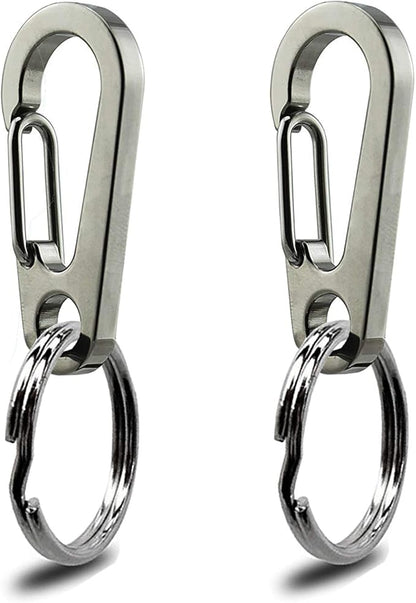 IVIA Dog Tag Clips / 2 Pack/Multiple Size 304 Stainless Steel Quick Clip with Rings/Easy Change Dog Cat ID Tag Holder for Small pet Collars and Harnesses.(2 Small Grey)