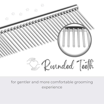 Flexzion Pet Grooming Comb Stainless Steel Cats Dogs Puppy Medium Animals Fur Trimmer Brush Accessory Tool With Smooth Teeth Needle Durable Lightweight -40Mm 1 Medium (40mm)